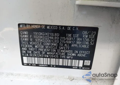2024 Honda Hr-V Awd Lx z USA, uszkodzony, nr VIN 3CZRZ2H31RM720435